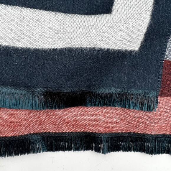 H&M Wide Wrap Scarf Colorblock Vegan Woven Blanket - Picture 6 of 8